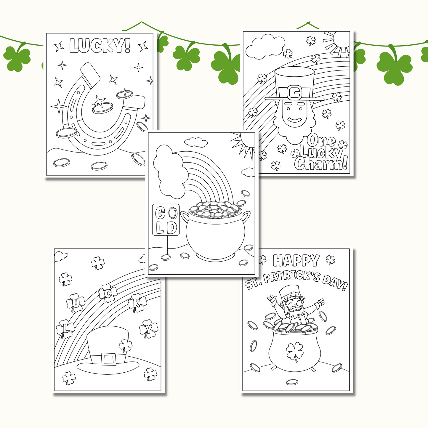 St. Patrick's Day Coloring Pages for Kids - (10 Pages)