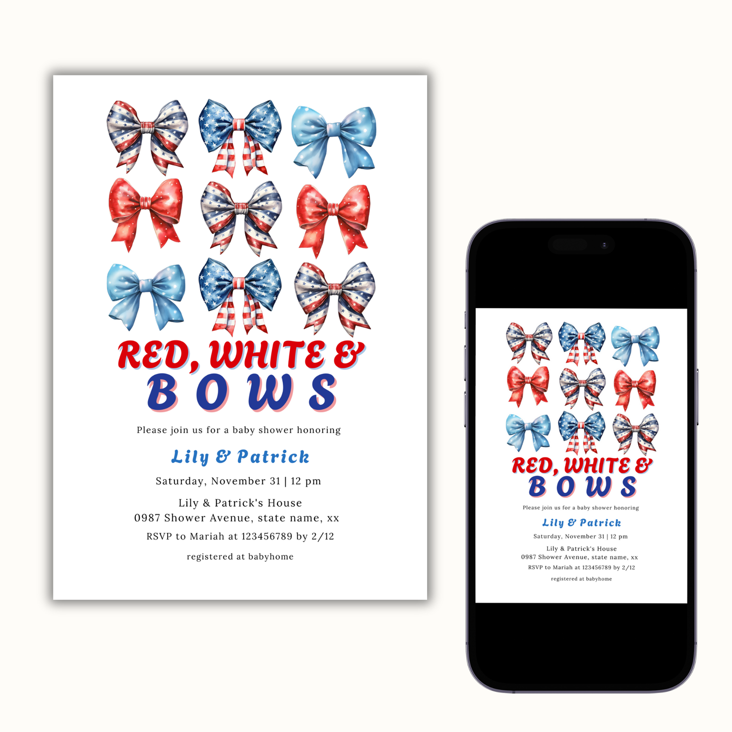 Patriotic Baby Shower Invite