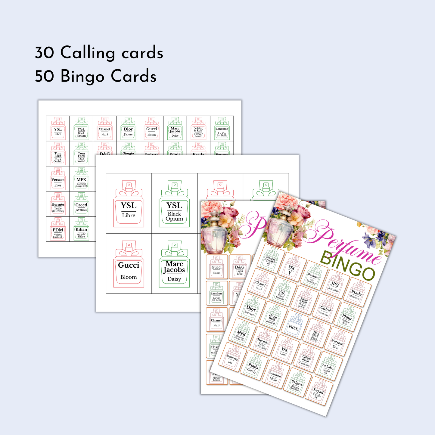 Perfume Bingo Game | 50 Cards