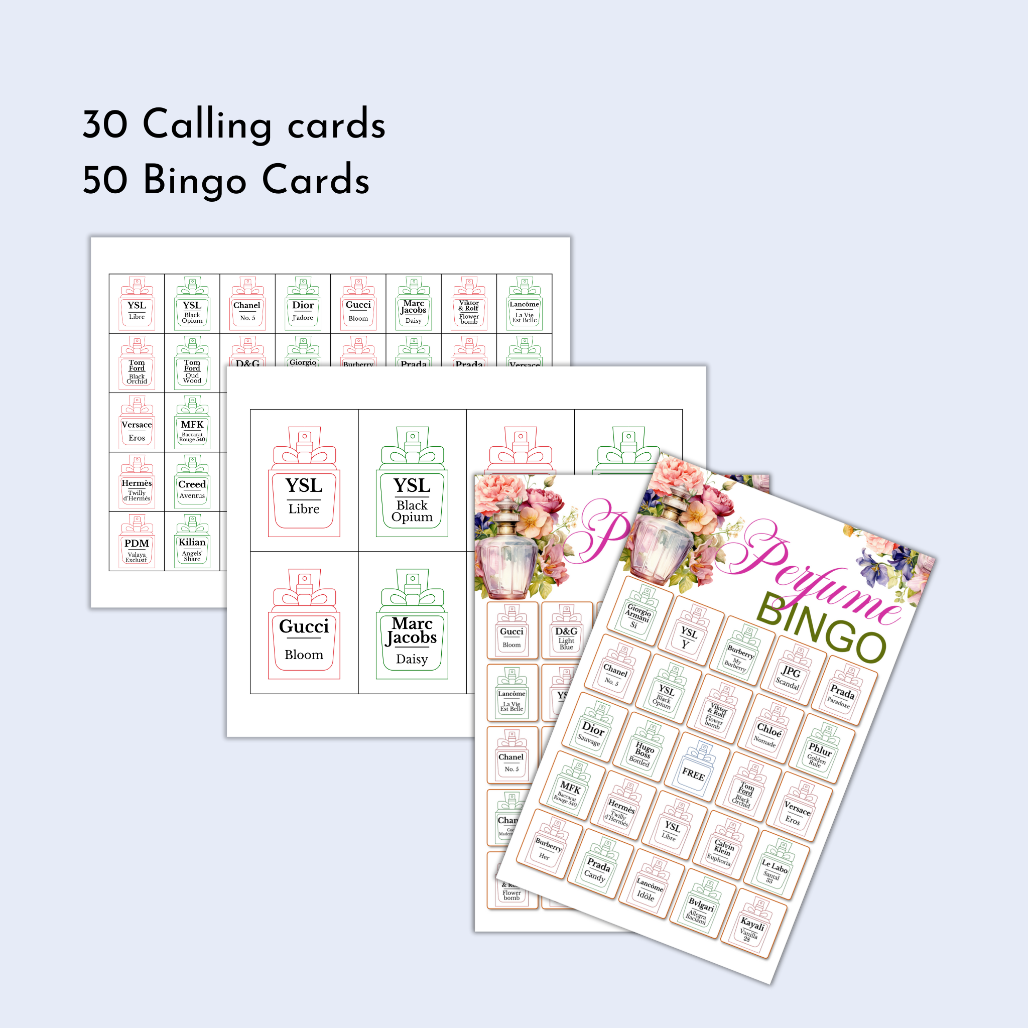 Perfume Bingo Game | 50 Cards