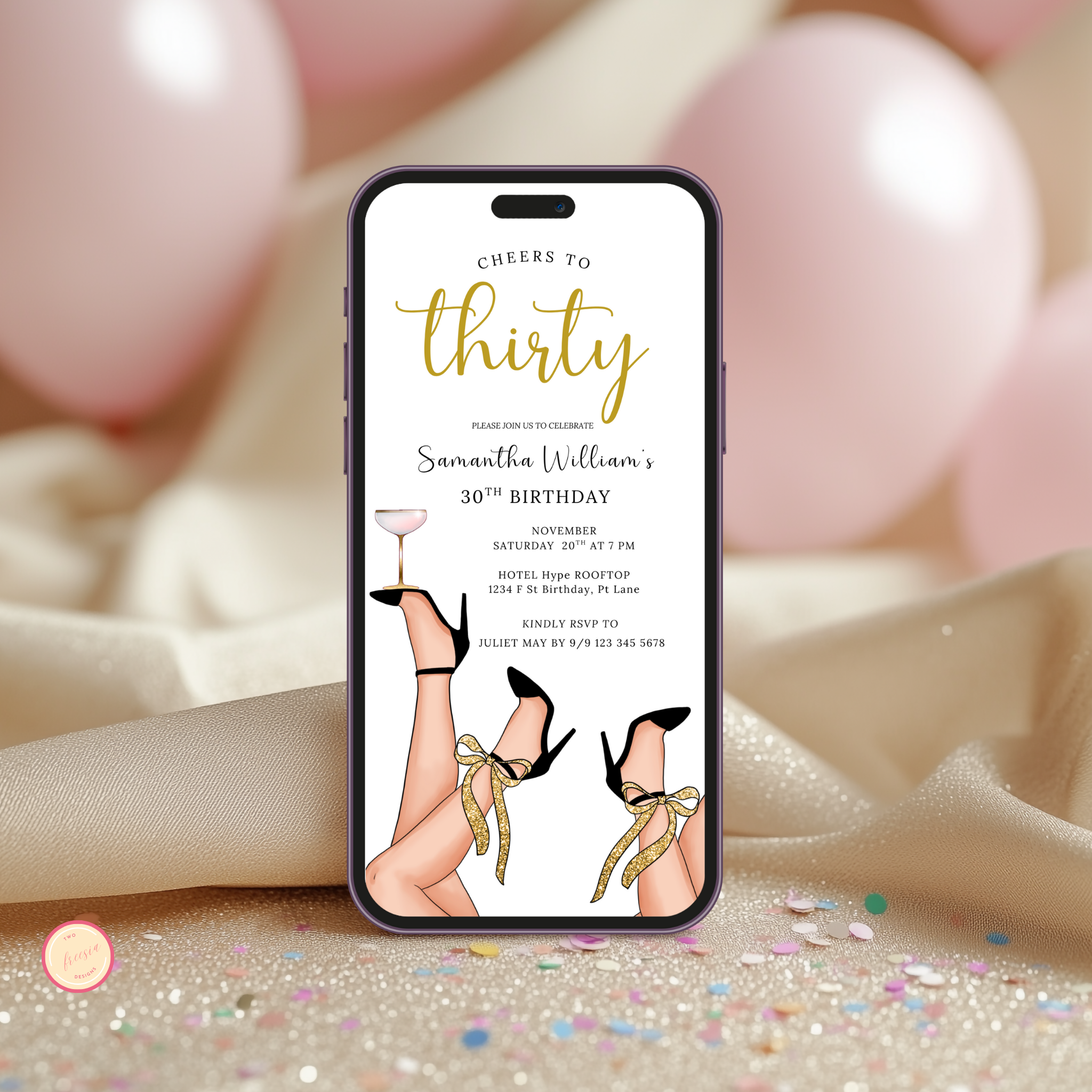 Cheers to Thirty Invitation Template
