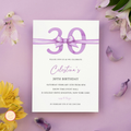 30th Birthday Invitation - Purple Bow