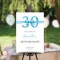 30th Birthday Welcome Sign - Blue Bow