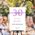 30th Birthday Welcome Sign - Purple Bow