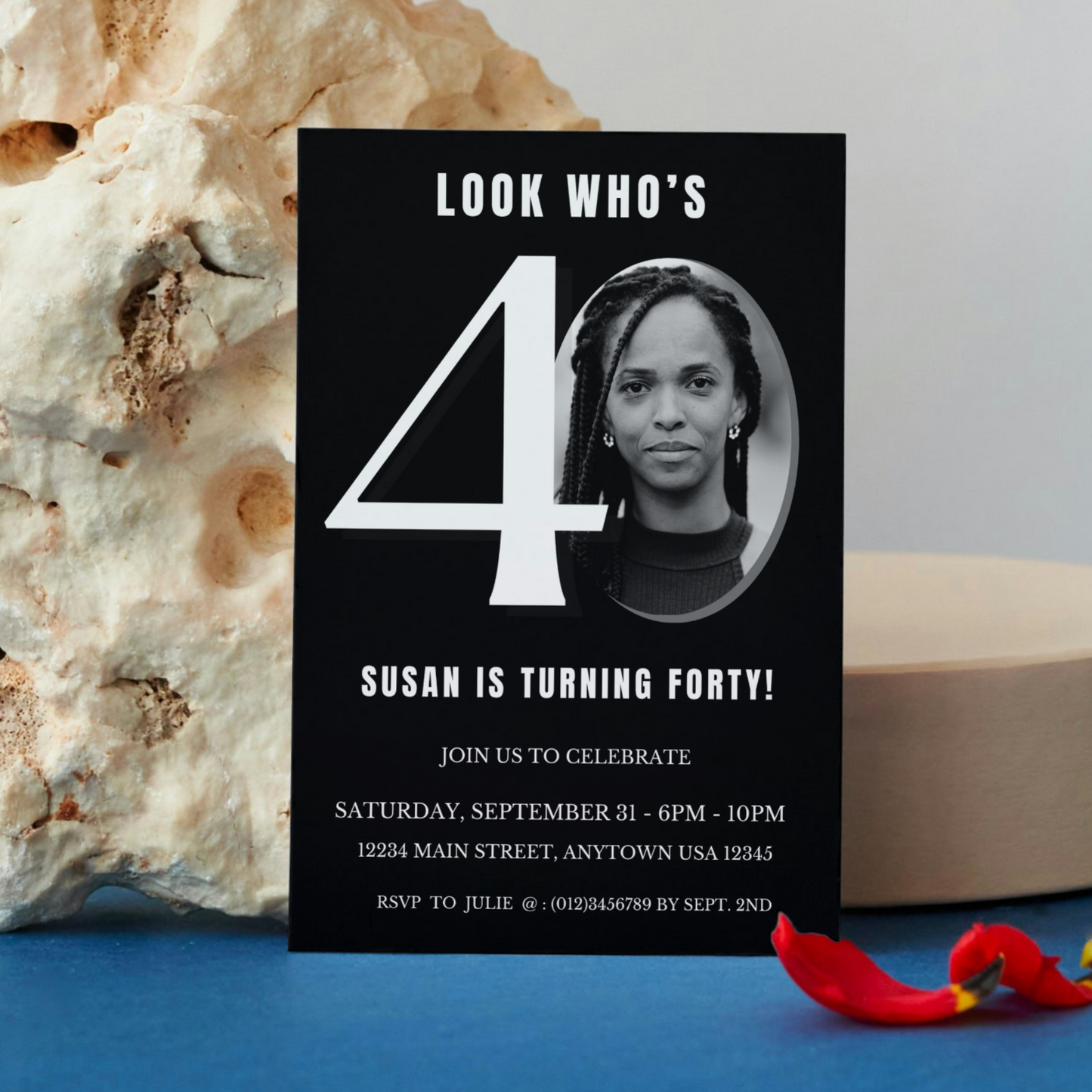 40th Birthday Invite + Photo