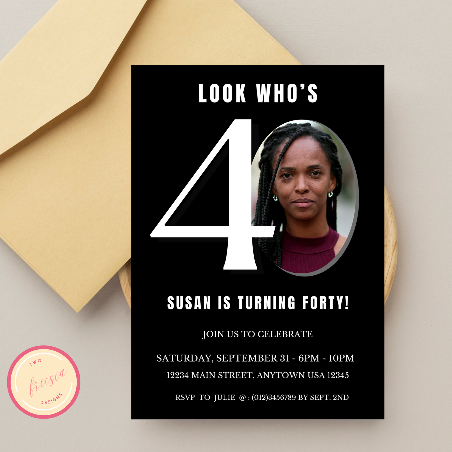 40th Birthday Invite + Photo