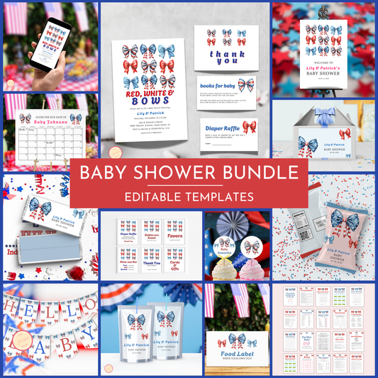 Patriotic Baby Shower Template Bundle