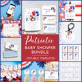 Patriotic Baby Shower Template Bundle - Bear