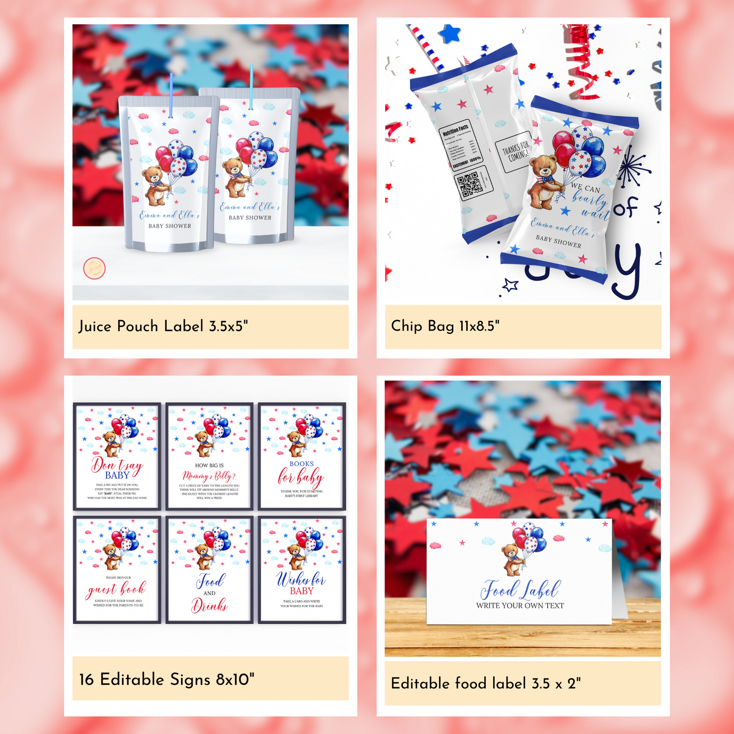 Patriotic Baby Shower Template Bundle #1