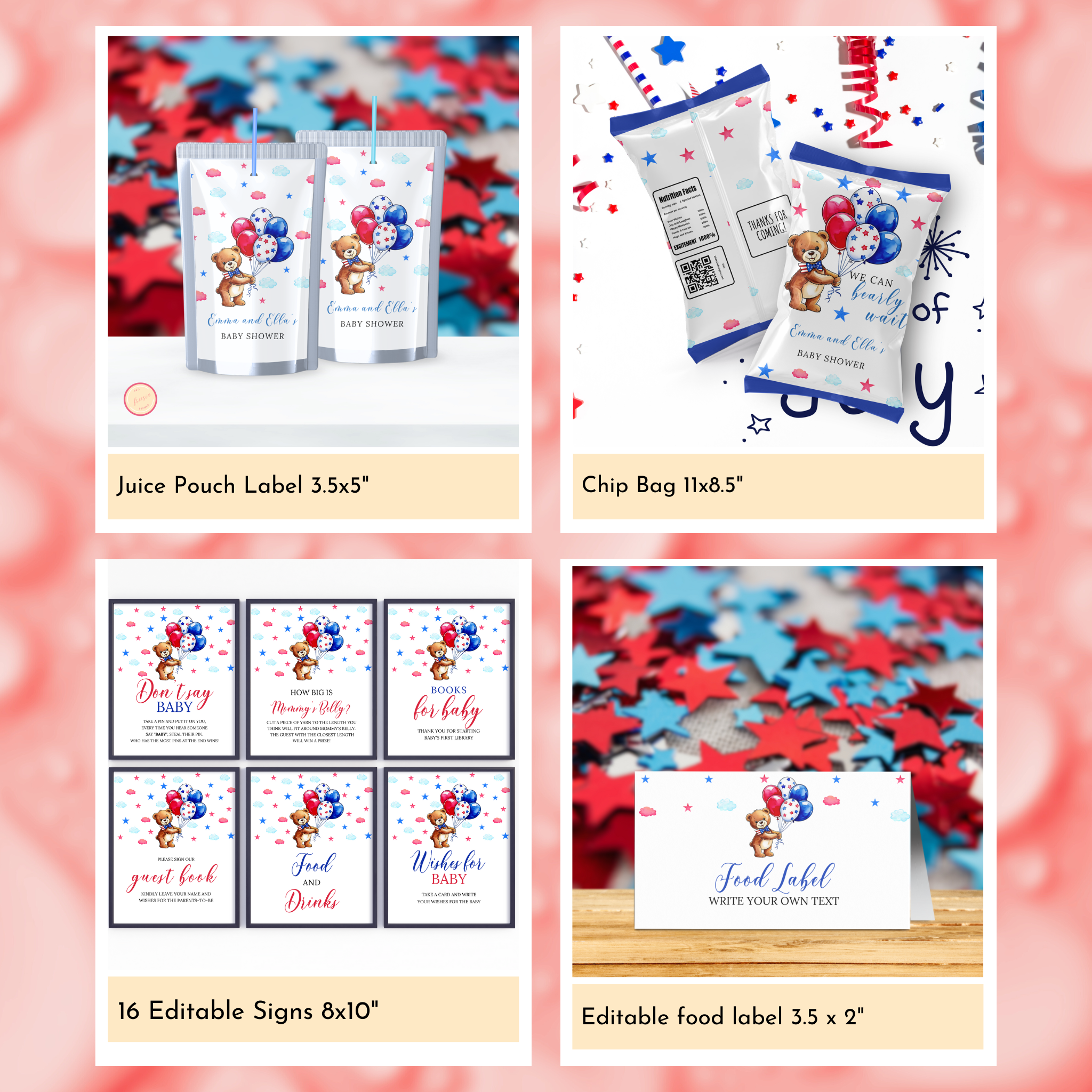 Patriotic Baby Shower Template Bundle #1