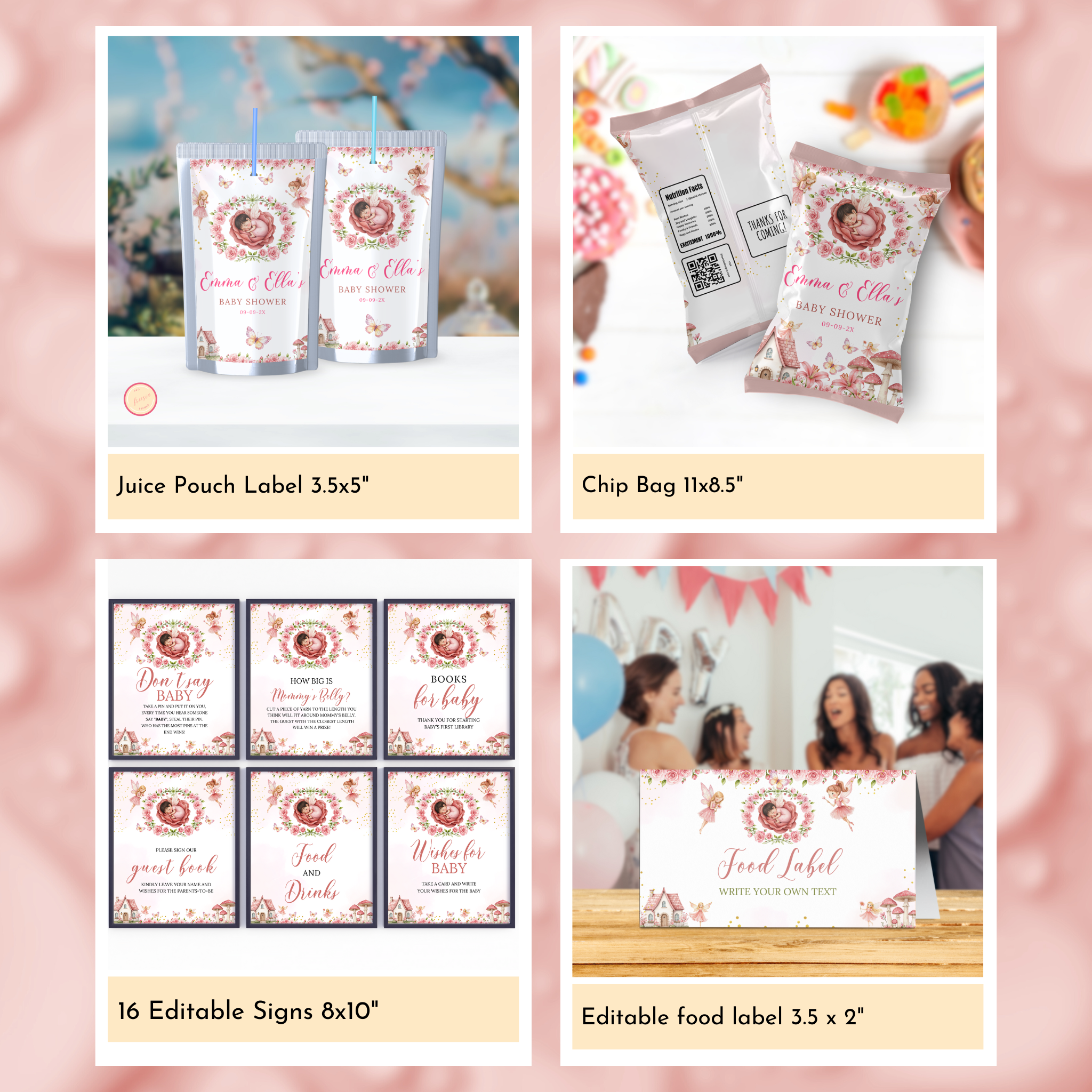 Fairy Baby Shower Template Bundle #1