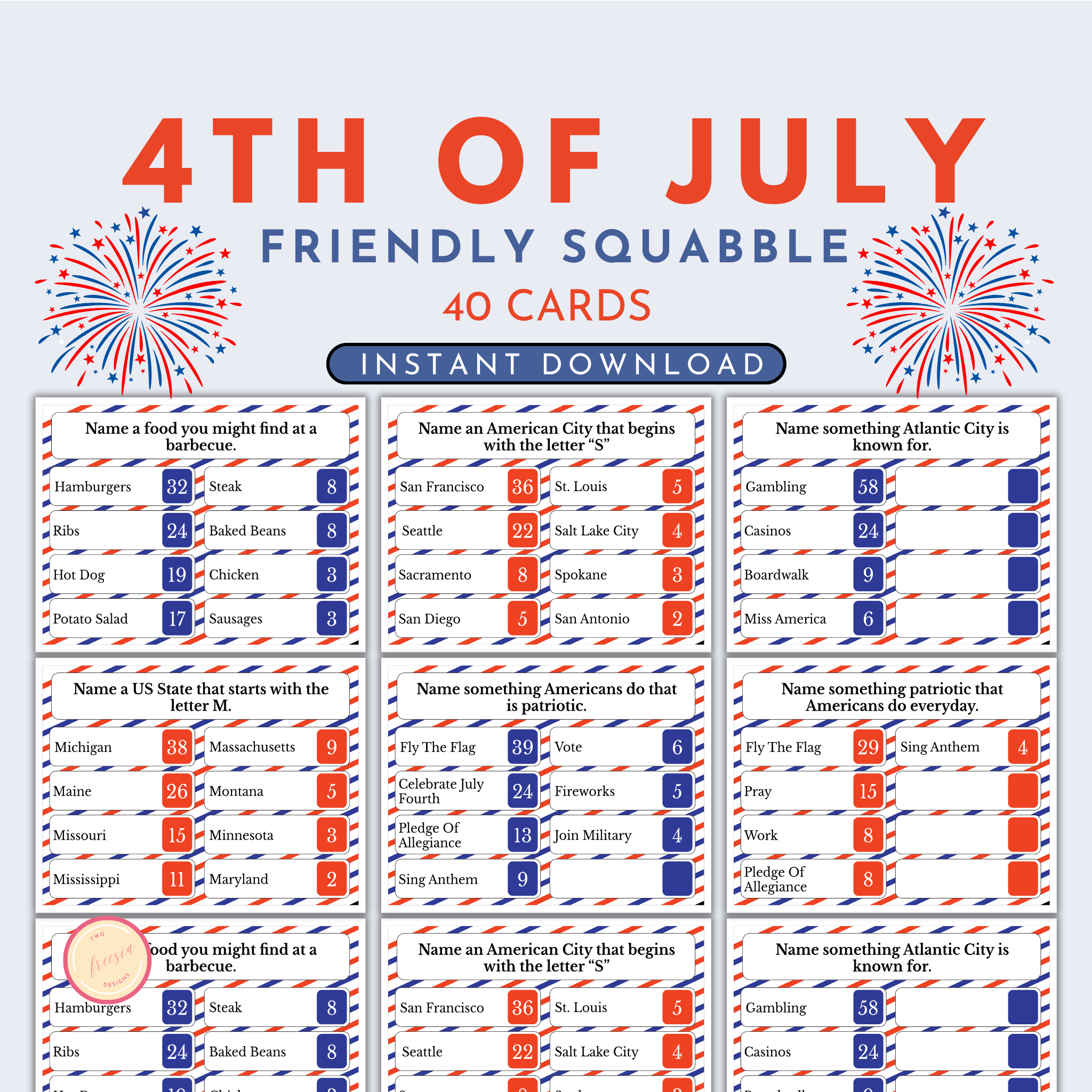 4th of July Friendly Squabble Game