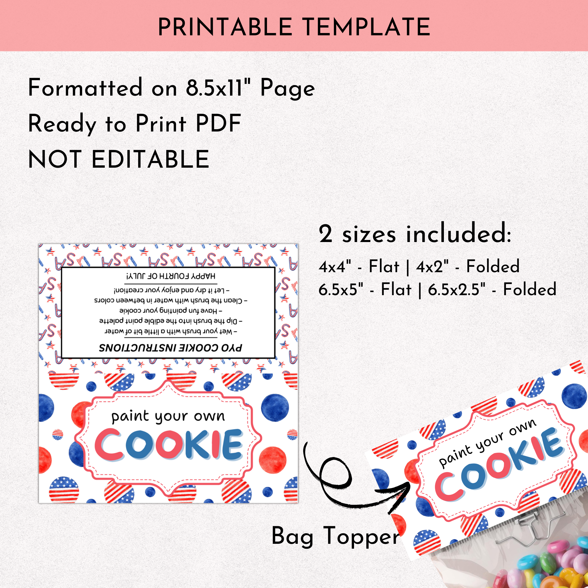 4th of July Treat Bag Topper