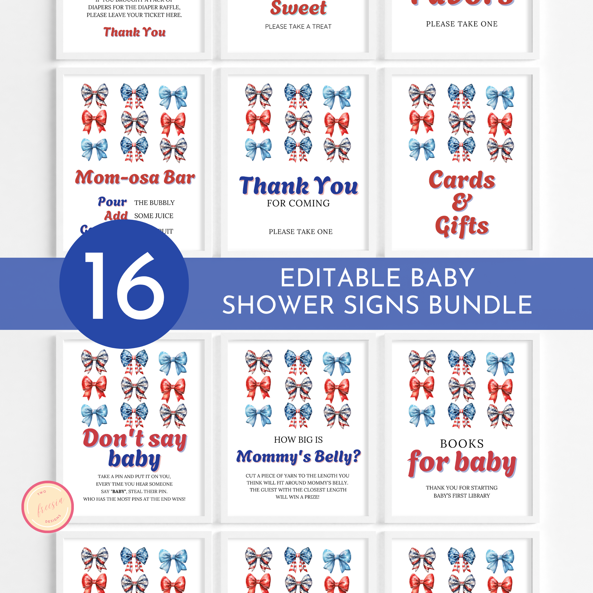 Patriotic Baby Shower Table Sign Bundle