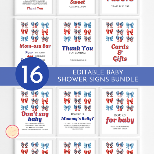 Patriotic Baby Shower Table Sign Bundle