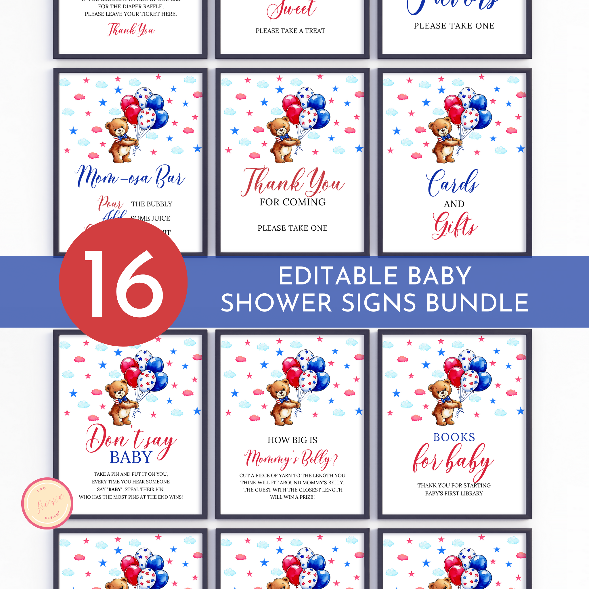 16 Patriotic Baby Shower Table Signs