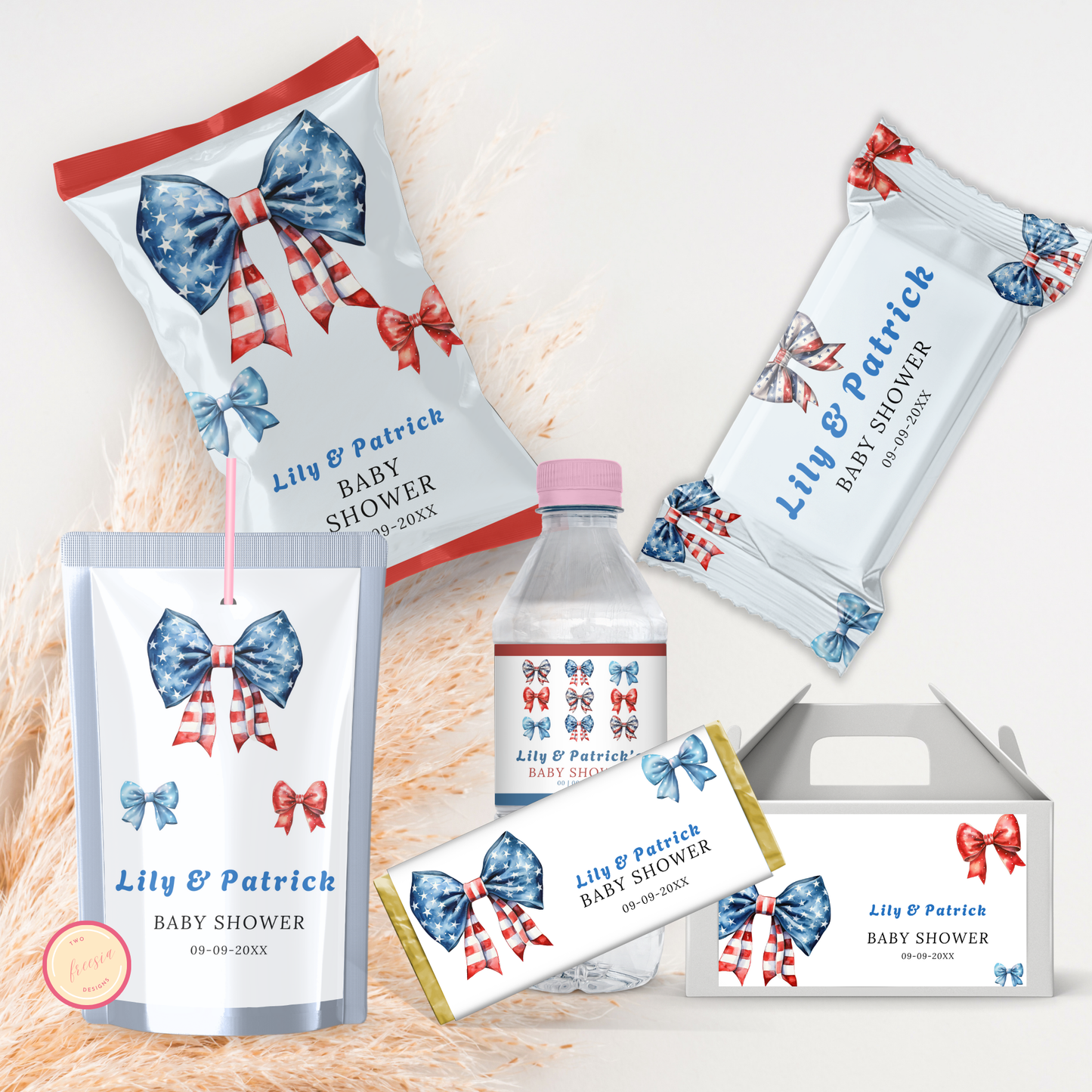 Patriotic Baby Shower Favor Bundle - Bows