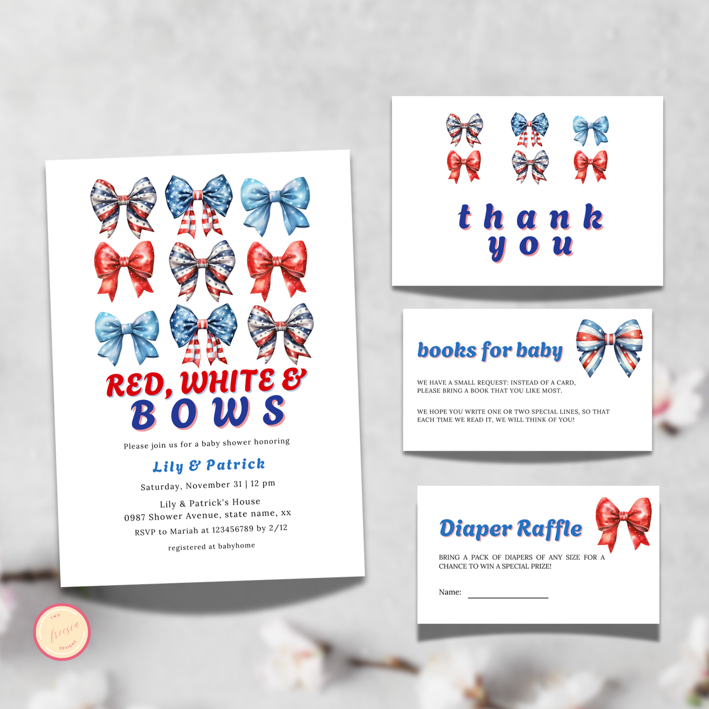 Patriotic Baby Shower Invitation Bundle