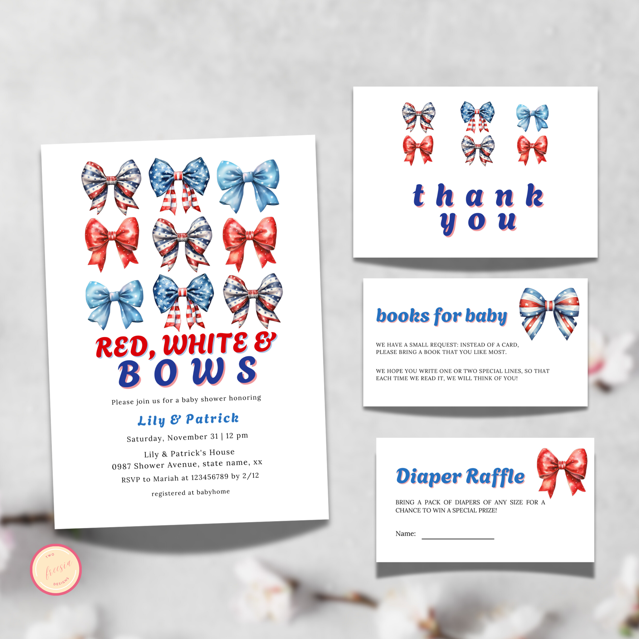 Patriotic Baby Shower Invitation Bundle