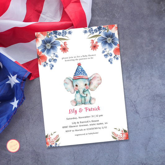 Patriotic Baby Shower Invitation Template