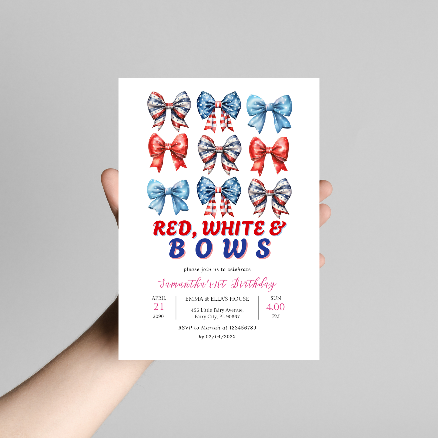 Patriotic 1st Birthday Invitation