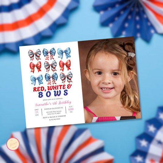 Patriotic Birthday Invitation with Photo