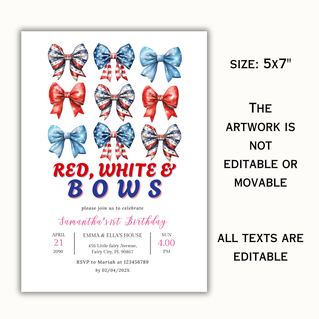 Patriotic 1st Birthday Invitation