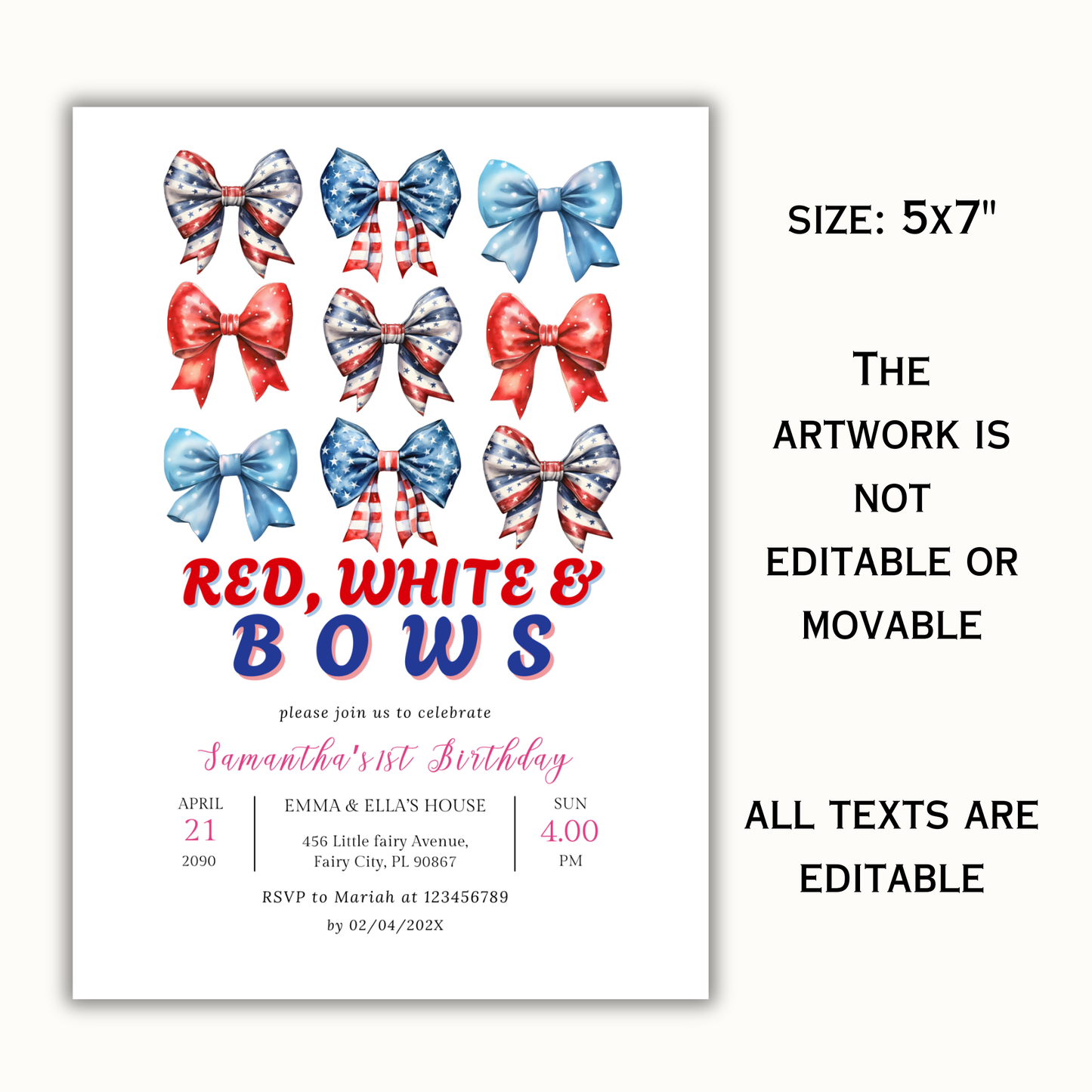 Patriotic 1st Birthday Invitation