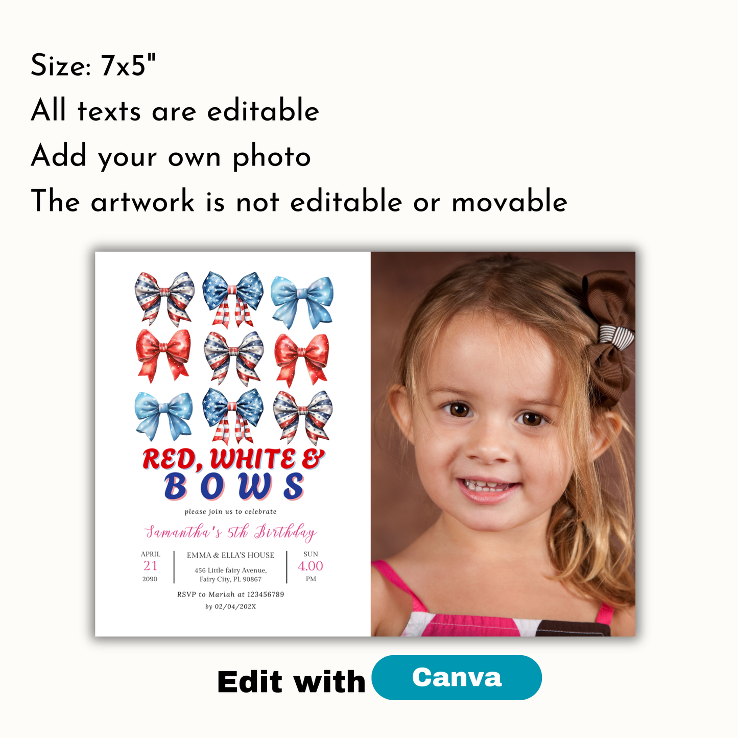 Patriotic Birthday Invitation with Photo