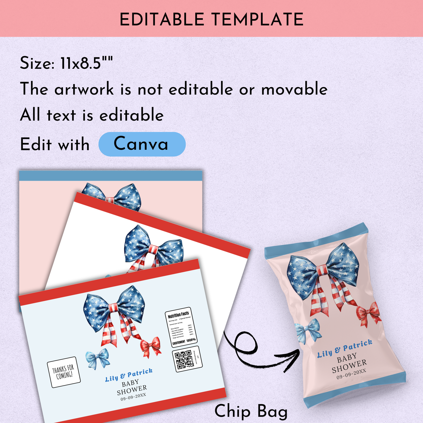 Patriotic Baby Shower Chip Bag