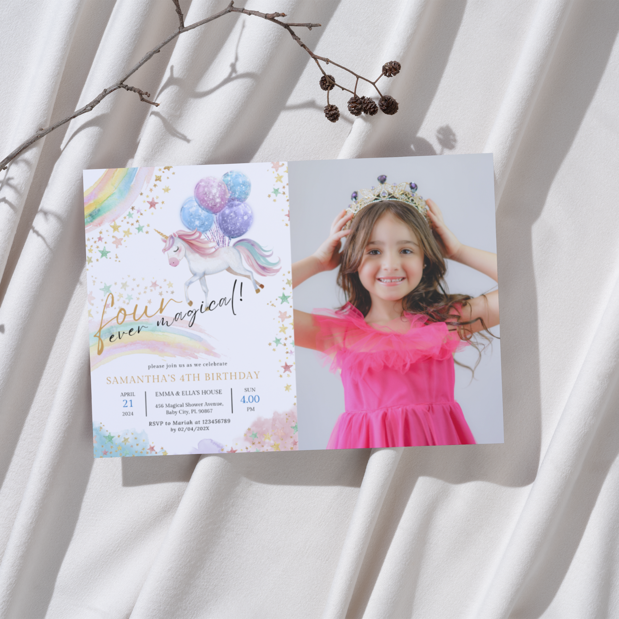 Four Ever Birthday Invitation with Photo