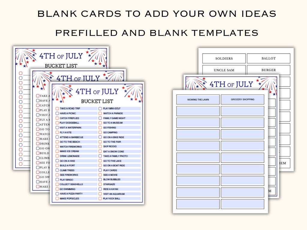 Fourth of July - 45 Printable Game