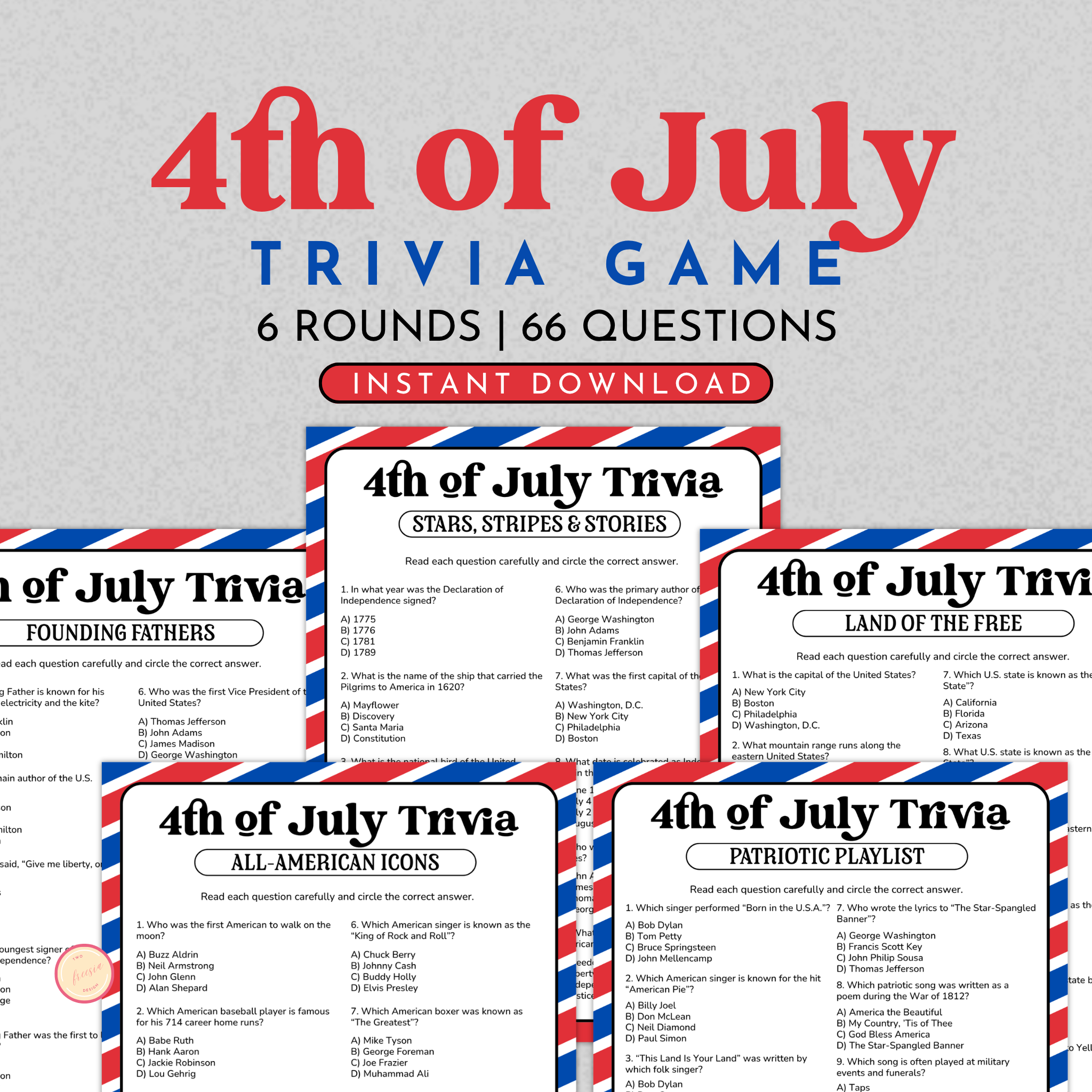 4th of July Trivia Game Bundle