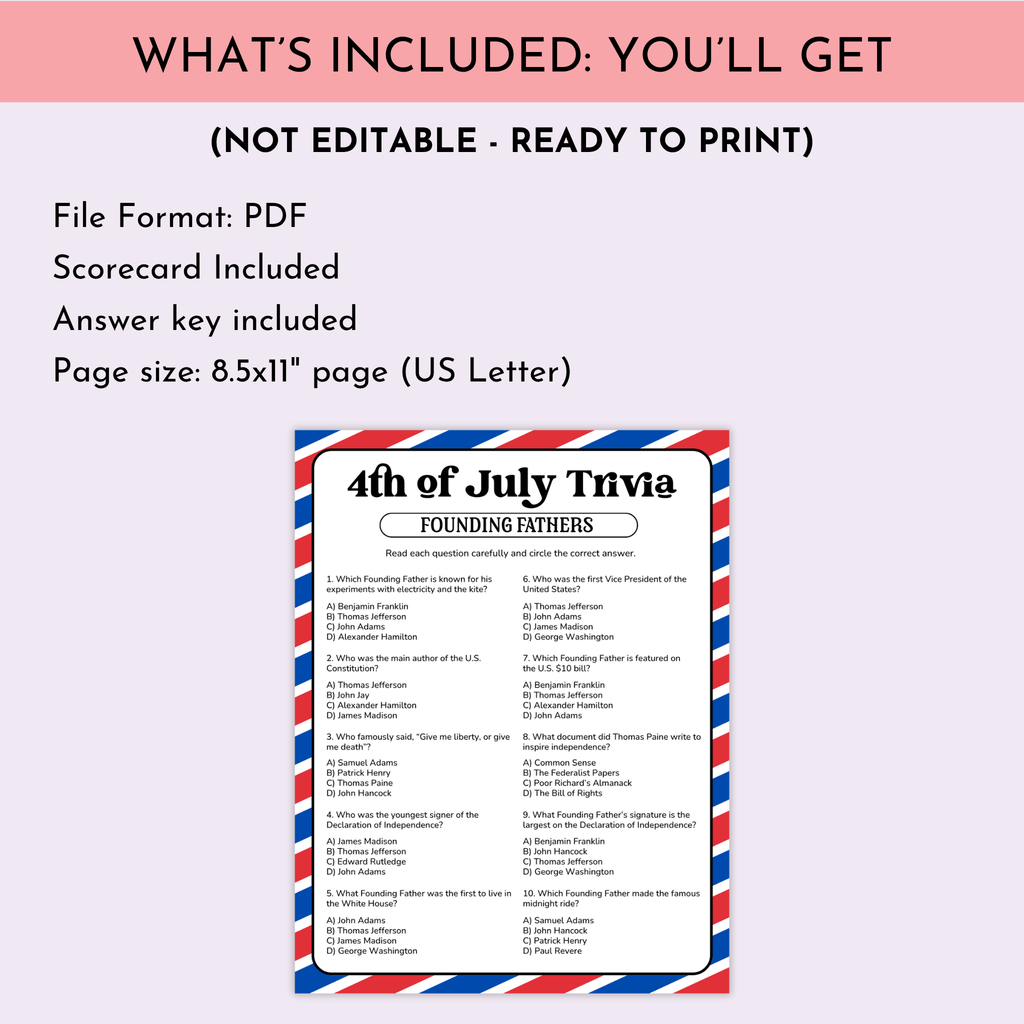4th July Trivia | Founding Fathers