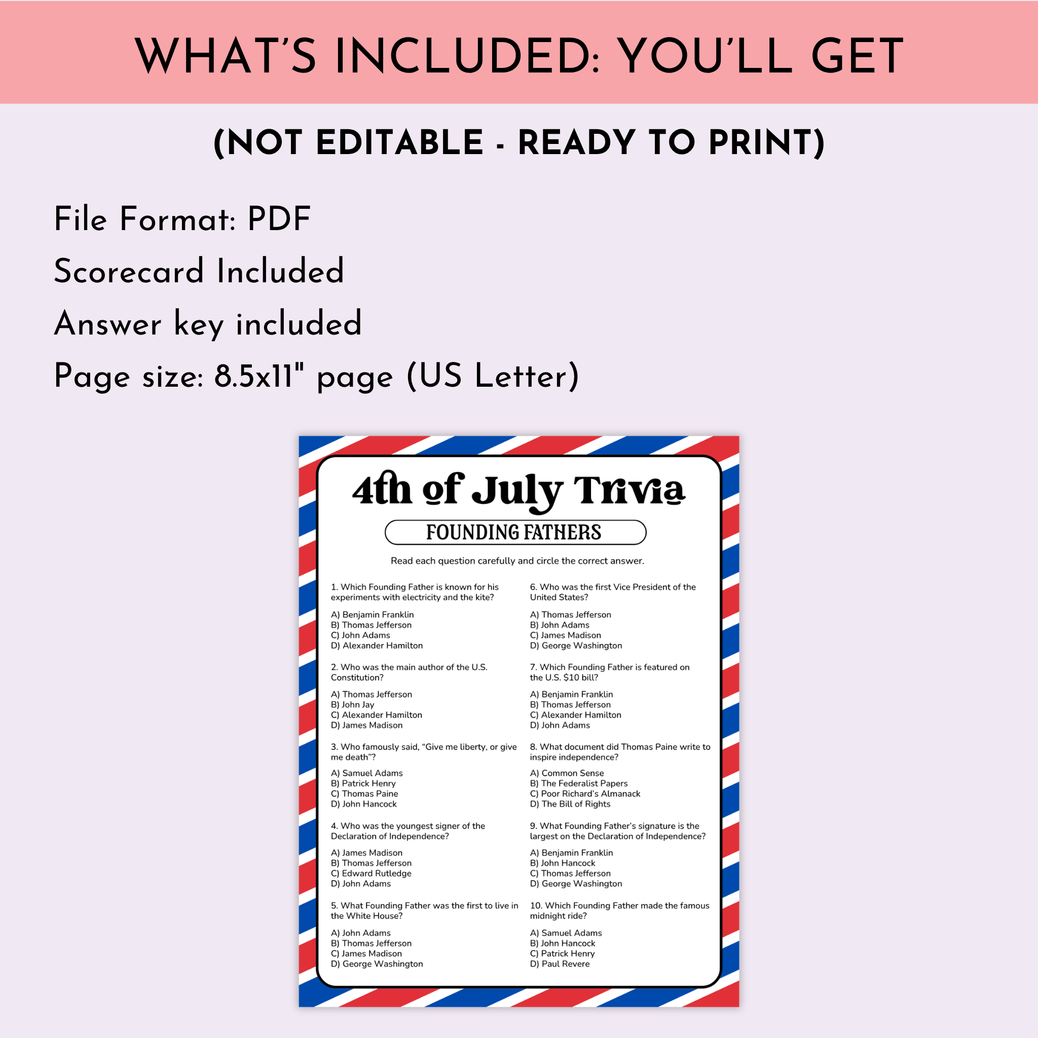4th July Trivia | Founding Fathers