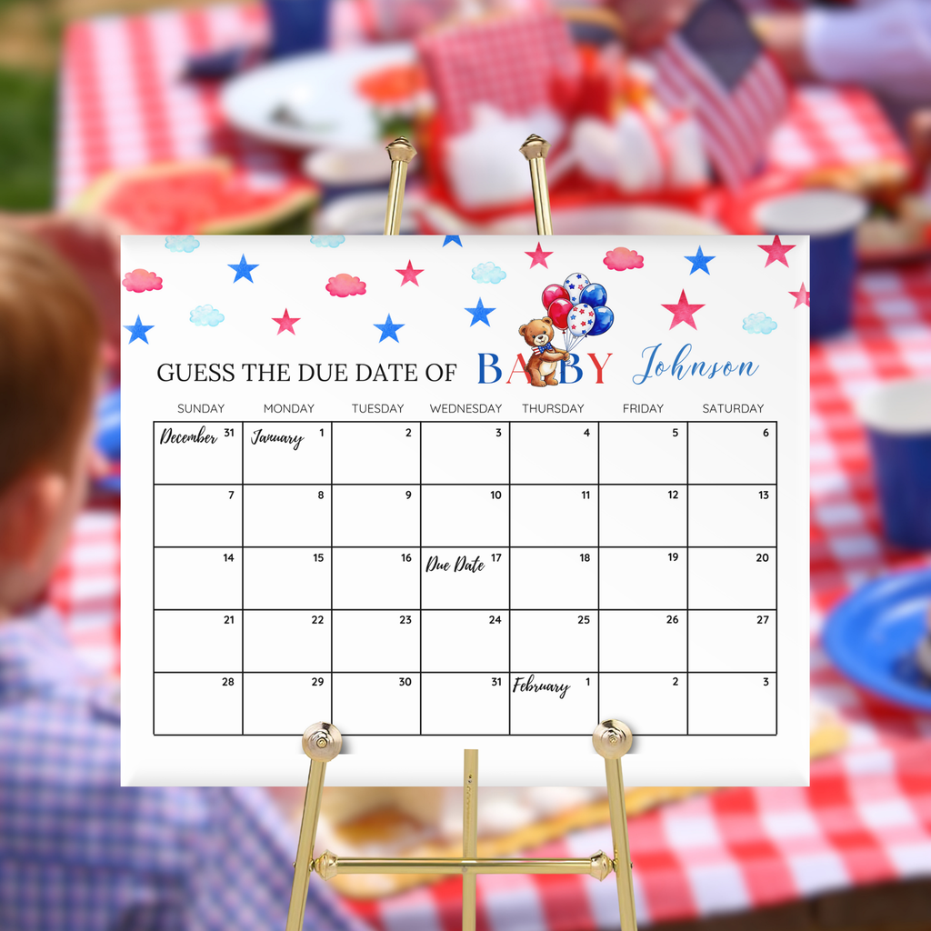 Patriotic Baby Due Date Calendar Game