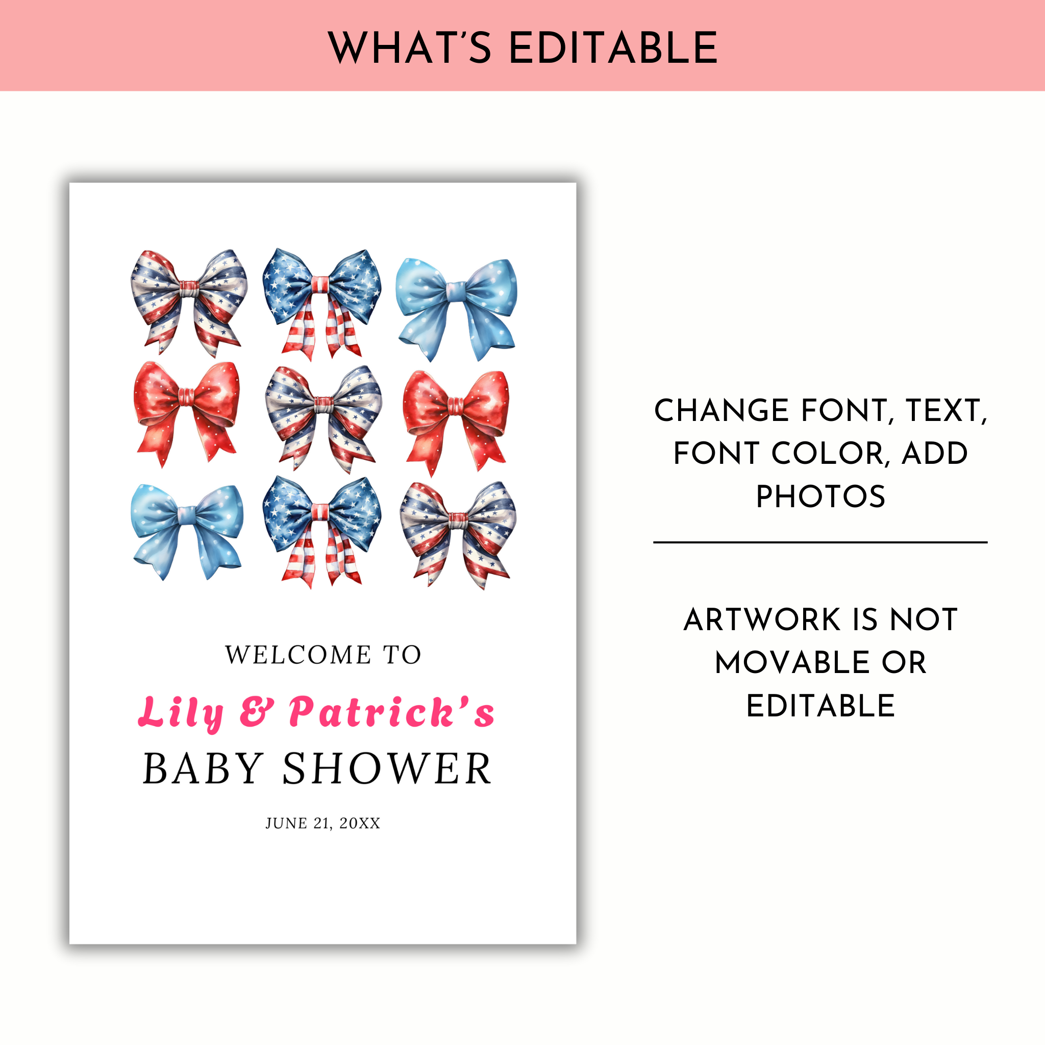 Patriotic Baby Shower Welcome Sign