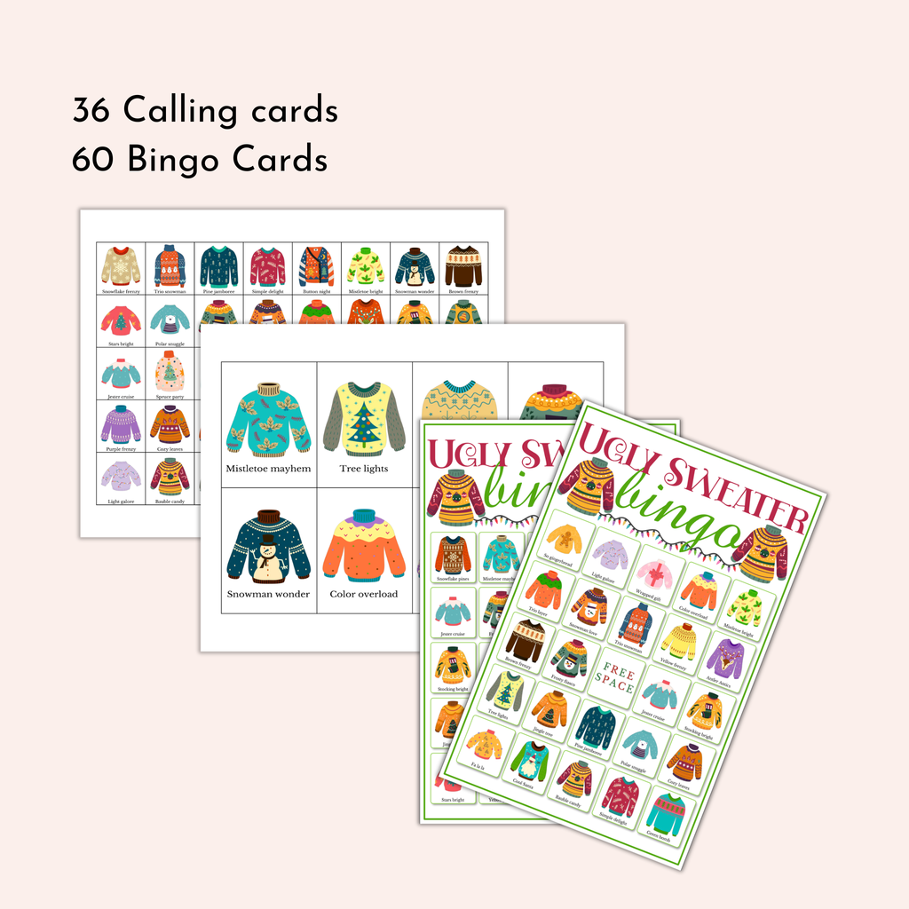 Ugly Sweater Bingo Game | 60 Cards