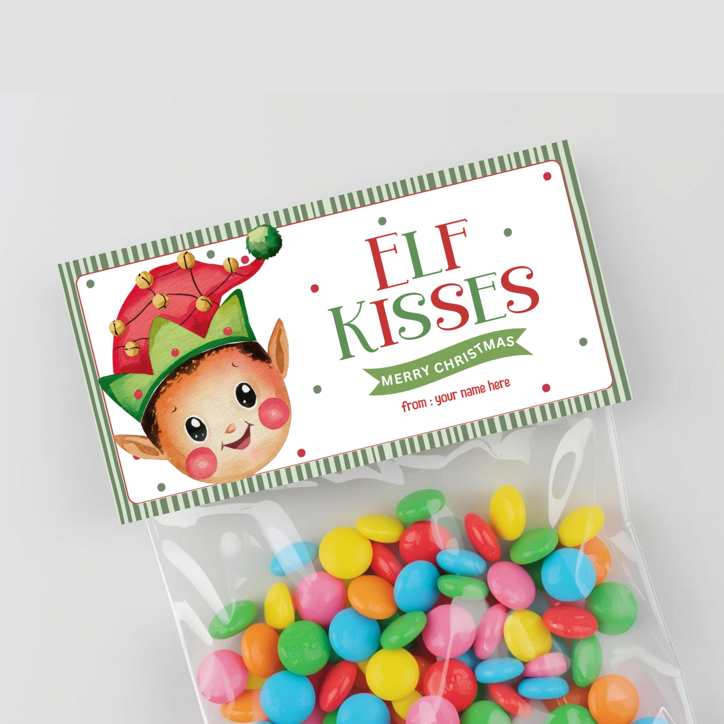 Elf Kisses Treat Bag Topper