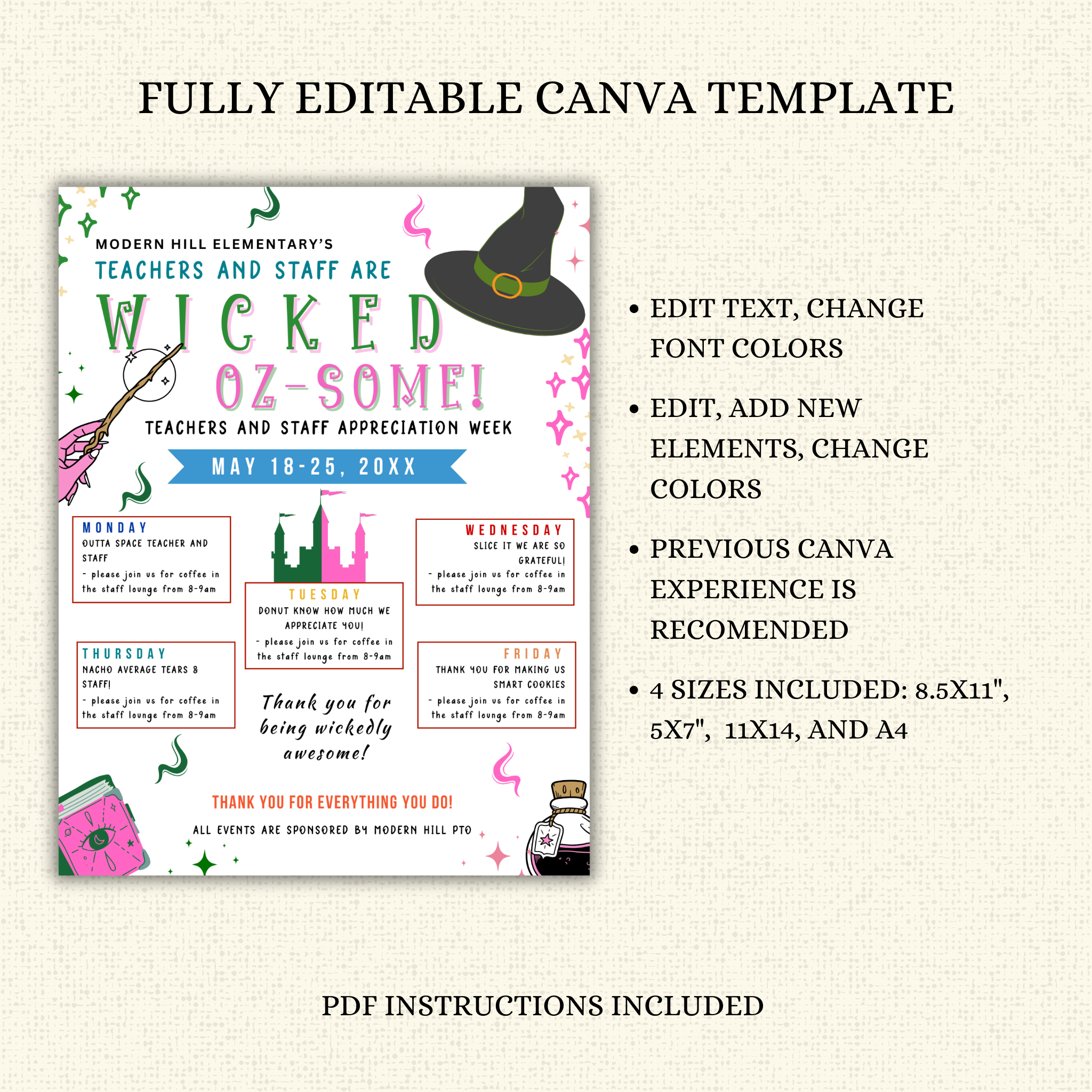 Witch Themed Teacher Appreciation Flyer