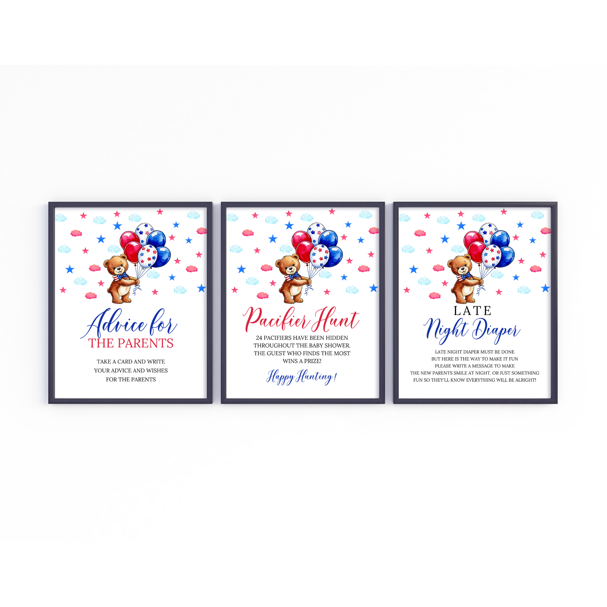 16 Patriotic Baby Shower Table Signs