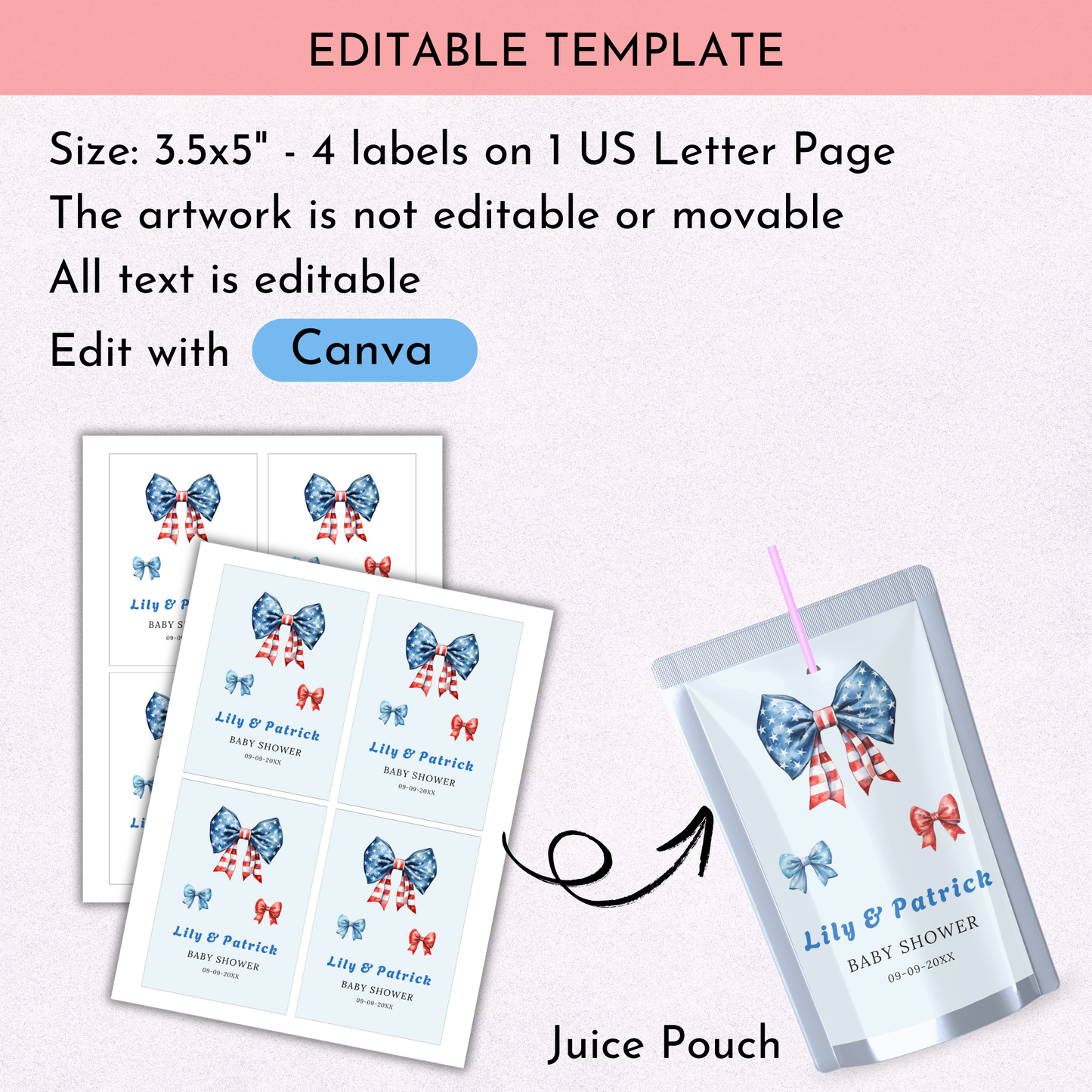 Patriotic Baby Shower Favor Bundle - Bows