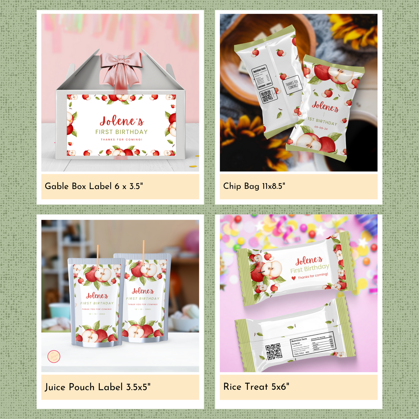 Apple 1st Birthday Template Bundle