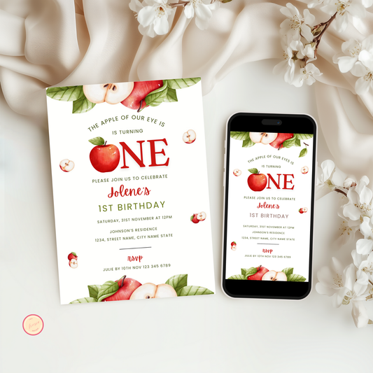 Apple 1st Birthday Invitation