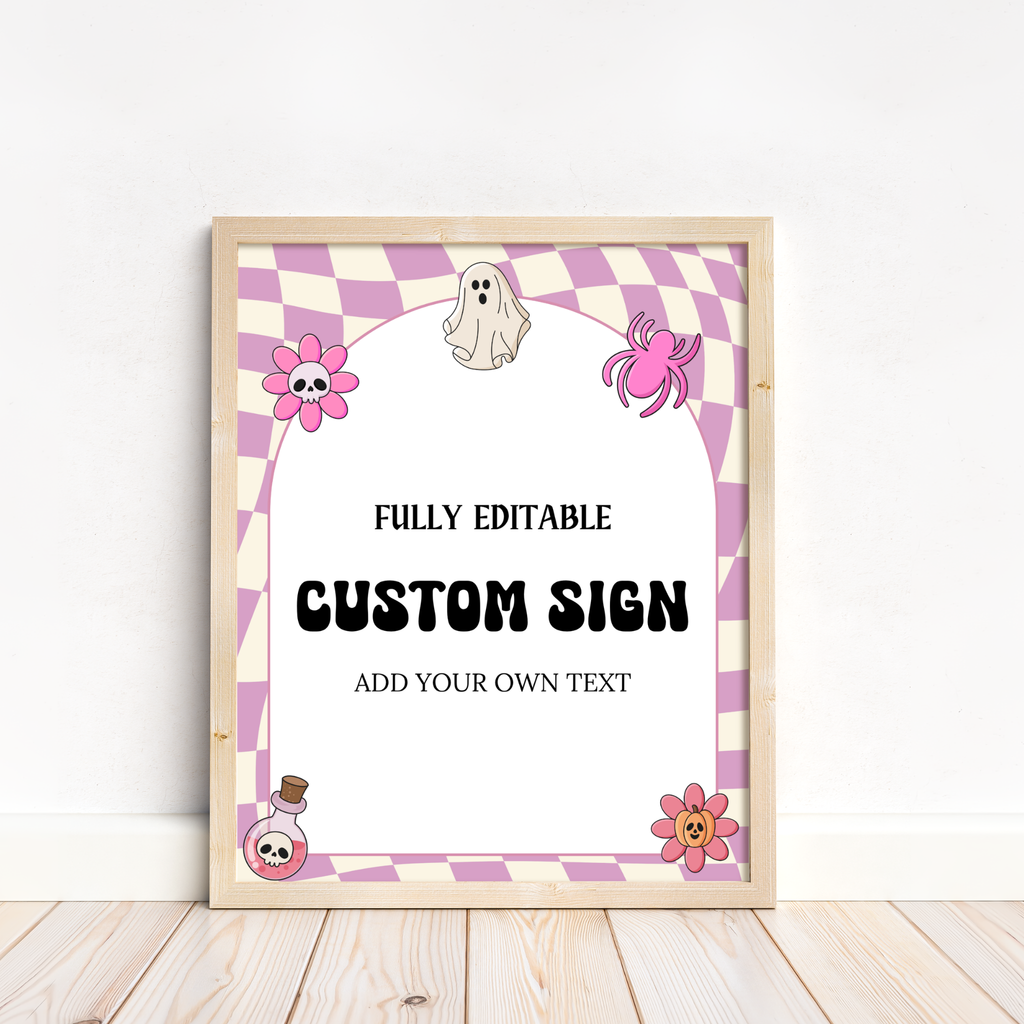 Halloween Baby Shower Table Sign | Pink