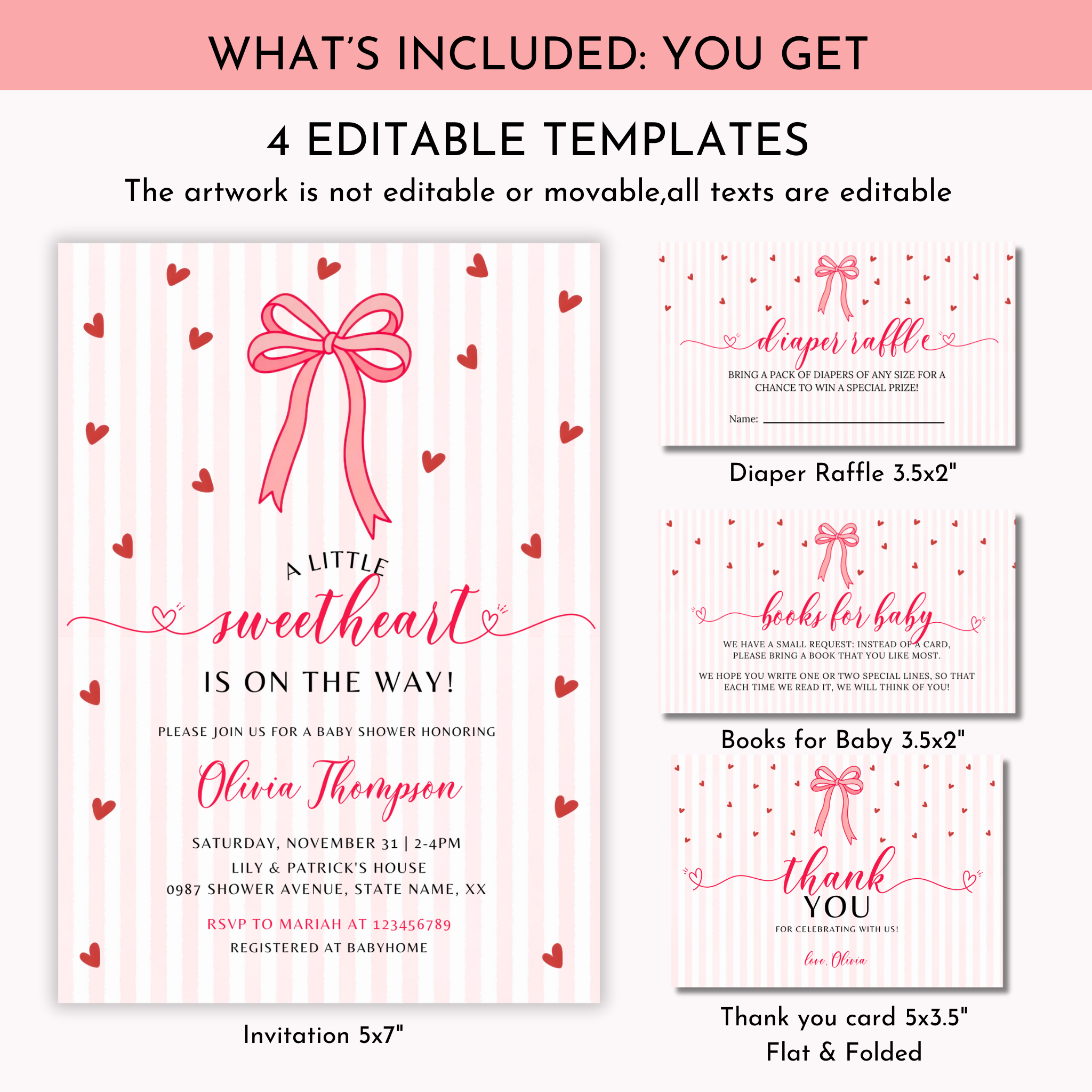 Valentine Baby Shower Invitation Set