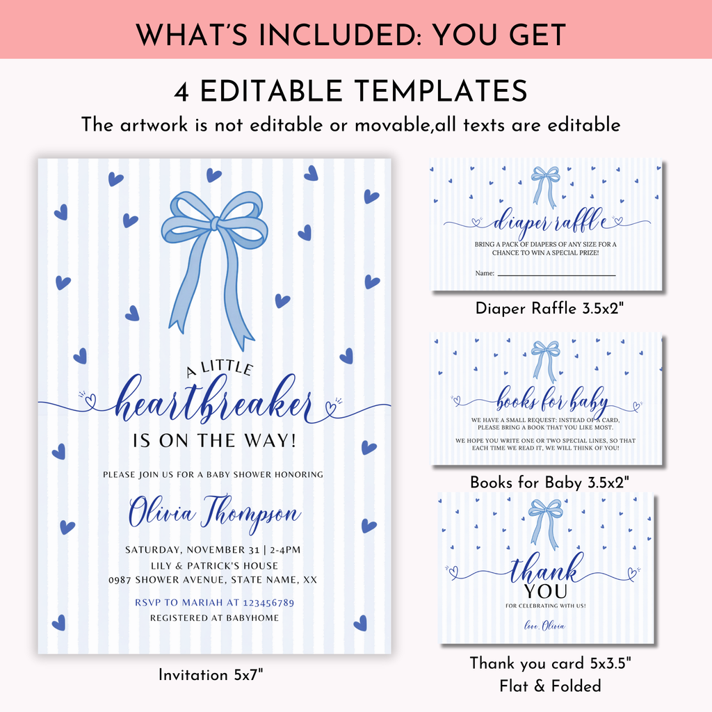 Valentine Baby Shower Invitation Set