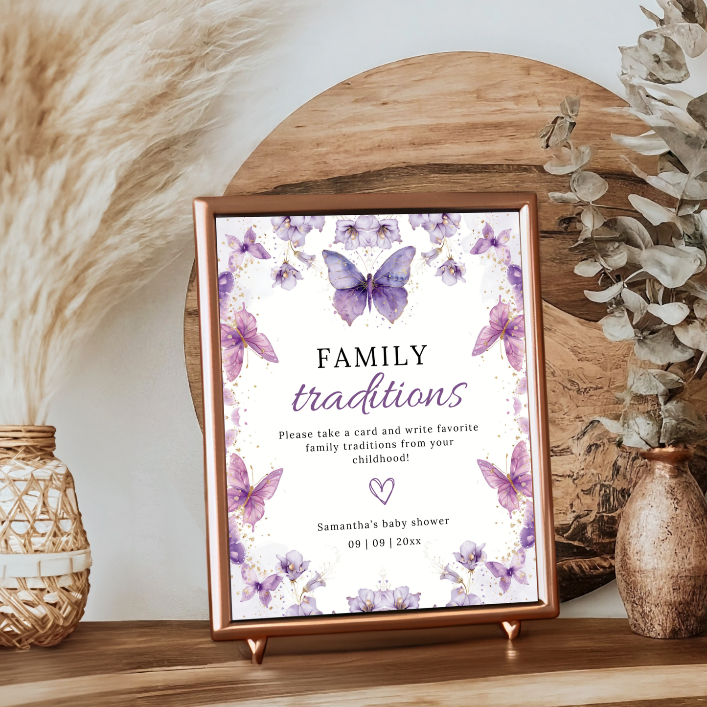 Family Tradition Table Sign - Purple Butterfly