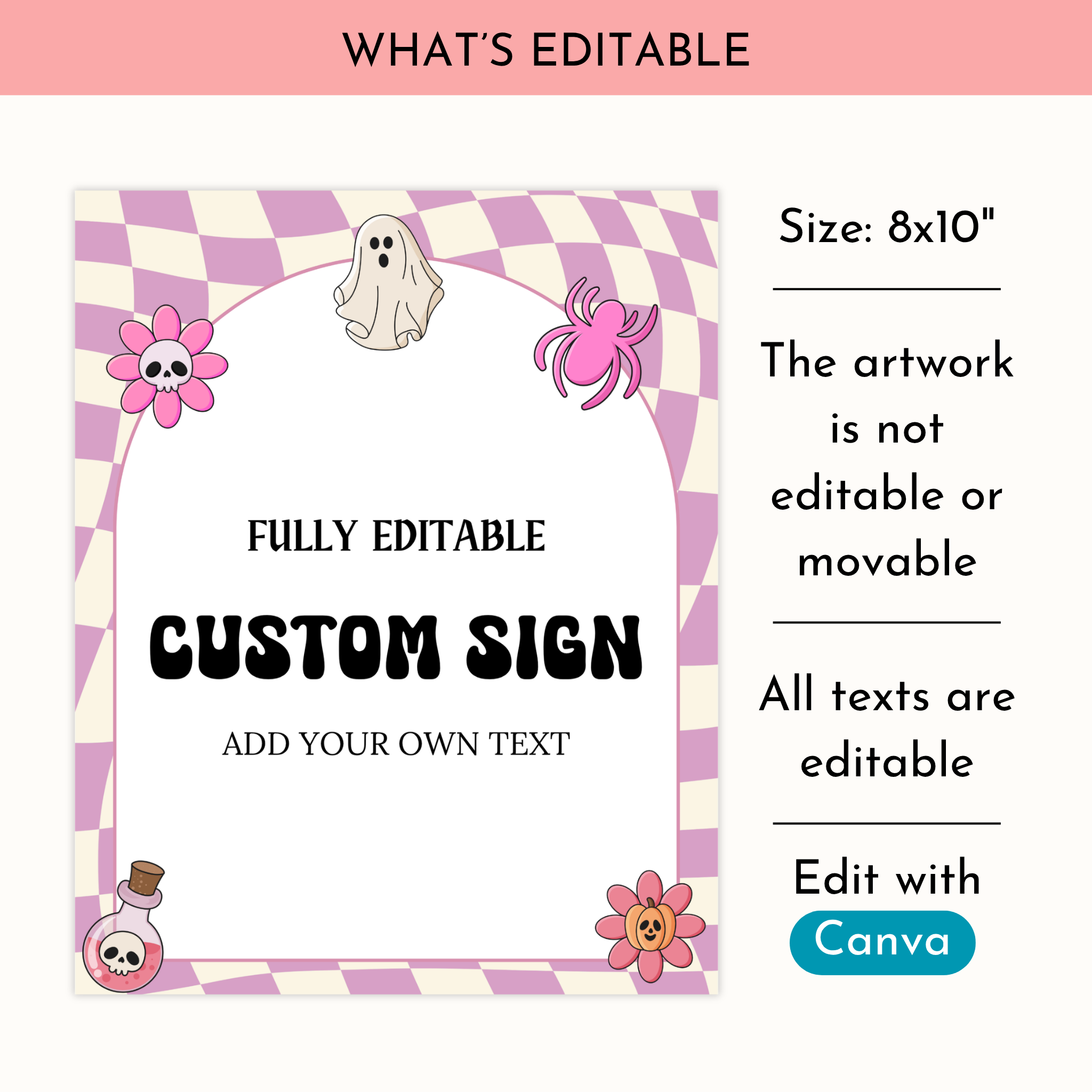 Halloween Baby Shower Table Sign | Pink