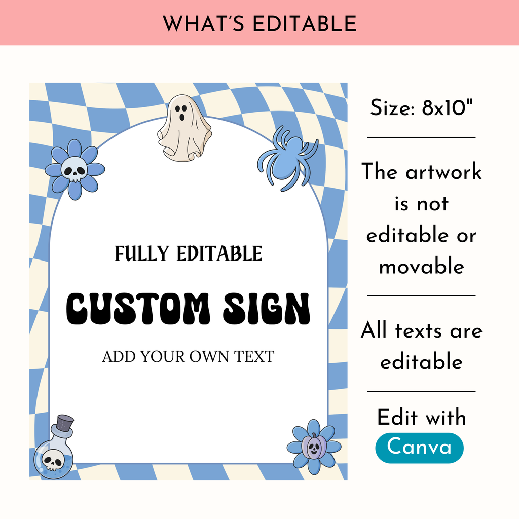 Halloween Baby Shower Table Sign | Blue